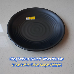 Piring Tembikar Bulat 9" Melamine Stone Series - Golden Dragon P2209A