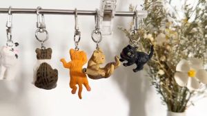 Cute Cat Pendant Keychains Cartoon Bag Charm Keychains Women Car Key Holder Ornament Handbag