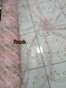 kain/bahan tile bordir bunga 3D