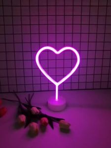 2 psc pink love neon light USB/battery powered wedding party room Valentines Day romantic atmosphere decoration gift