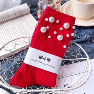 New Year Cute Fortune Blessing Word Incense Bag Red Socks Middle Tube Socks Chinese Zodiac Year Cotton Personality Women Socks