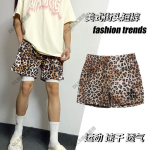 Trendy American Leopard Print Shorts Mens below the Knee Loose Casual Short-Length Pants Summer Sports Quick-Drying Breathable Basketball Shorts