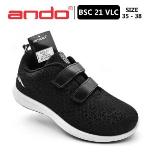 Sepatu Sekolah Anak SD SMP Remaja Perempuan/Laki Laki – ANDO – BSC 21 VLC – Size 35-38 – Sneakers – Sport Black White