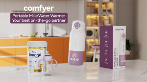 Comfyer Portable Baby Bottle Warmer for Travel Portable Milk Warmer with Fast Heating & Long Battery Life Instant Breast Milk Formula/Water Warmer with 12 Ounces Big Capacity Baby Flask for Vehicle