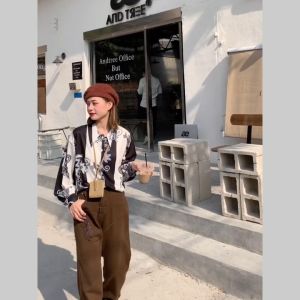 Jeans Pinggang Tinggi Fashion Wanita Jeans Lurus Longgar Dan Tipis Celana High Street Amerika