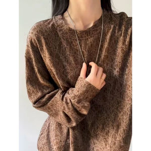 เสื้อยืดคอกลมแขนยาวผู้ชาย ทรงหลวม สไตล์ฤดูใบไม้ร่วง ลายมัดย้อม ผ้าชีฟอง ทรงหลวม ระบายอากาศได้ดี ลำลอง