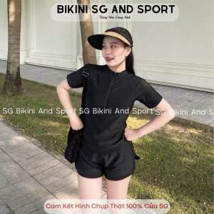 (Form To) Đồ bơi tay ngắn kèm quần bơi đùi 2 lớp Bikini SG and Sport áo tắm kín đáo đi bơi đi biển