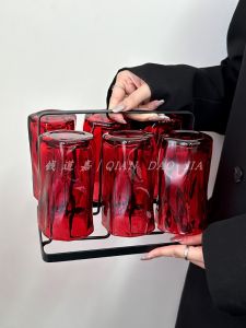 Retro Festive Twist Glass Cup Holder Set Advanced Sensation Living Room Guest Moving Gift Irregular Shape Single Layer Glass