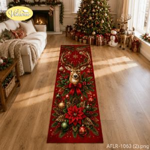 VIKAMA Christmas Rectangular Rug Non-Slip Absorbent Kitchen and Hallway Rug Hallway and Entryway Mat Home Decor