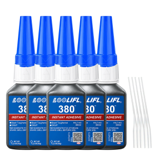 LOOLIFL 380 Black Instant Super Glue Rubber Special Adhesive Resistant Glue for Rubber Strip Gasket Ring Repair Industrial Use