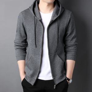 ROMON | Romon Mens Open Cardigan Sweater Casual Sporty Loose Fit Fashionable Zipper Hooded Jacket Autumn Spring New Arrival