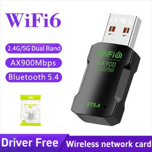 900Mbps WiFi 6 USB Adapter 2 in 1 Bluetooth 5.4 Wifi 6 Network Card 2.4G 5G Wireless USB Dongle Receiver Free Driver For PC