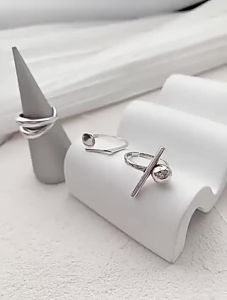 VENTFILLE 925 Sterling Silver Rings New Fashion Party Jewelry Vintage Charm Double Layer Geometric Nail Design Accessories Gifts