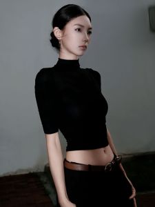 V.C.I | Slimming Fashion Crop Top Sweater Black