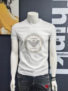 Fashionable Ice Silk Short Sleeve T-Shirt round Neck Slim Fit Youthful Korean Style Cool Feeling Light Cotton Mens Shirt