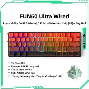 Bàn Phím Cơ Học Akko MonsGeek FUN60 60% Công Nghệ Switch Từ Tính Chơi Game Kích Hoạt Nhanh 0.01mm 8K ARGB Tùy Chỉnh Kết Nối Có dây/BT USB
