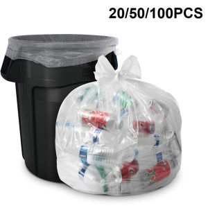 20/50/100PCS White Large Plastic Garbage Bag Thickened Transparent Plastic for BeddingDisposable Storage Bags Household Use