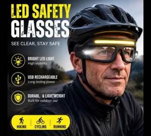 COB Headlamp Glasses Rechargeable LED Headlight Light Up Eyeglasses Dual Beam Safety Goggles Night Running Cycling Fishing