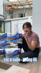 Giấy vệ sinh Bảo Bảo 800g -  không lõi 6 cuộn xanh biển mềm mại dày mịn thấm hút tốt tan trong nước