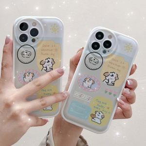 🔥【การจัดส่งในประเทศไทย】สำหรับ IPhone 11 13คอกเคสไอโฟน14 12 Pro Max 14 7 8 Plus X XR XS MAX ลูกสุนัขน่ารักทำการบ้านการป้องกันแบบเต็มรูปแบบทนทานต่อการสึกหรอและกันกระแทกกรณีโทรศัพท์