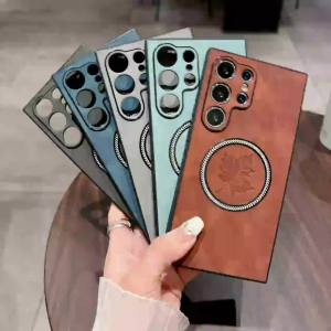 Magnetic Leather Case for Samsung Galaxy S26 Ultra S26 Plus S26 Cover 3D Maple Leaf Wireless Mag-safe All-round Camera Shell