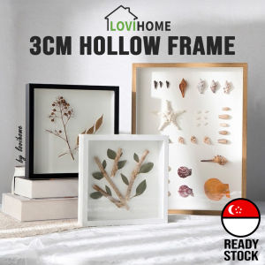 SG 3D Hollow Frame 3cm - Wooden Glass Display Shadow Box Frames Art Flower Decoration Birthday Gift Present Home Decor