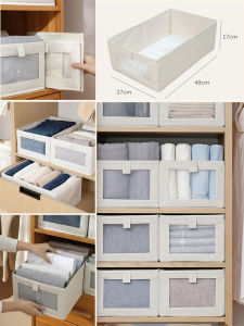 Large Visible Window Clothing Storage Box Foldable Home Wardrobe Sorting and Organizing Box Lightweight Underwear Storage Box