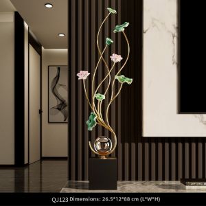 Modern Chinese-Style Porcelain Lotus Entryway Decor Item