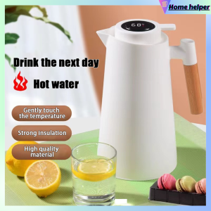 Thermos bottle for hot water nordic flask thermos hot water 48 hrs large capacity doubel vacuum glass Inner with temperature display 1000ml wooden handle inner domestic water bottle
