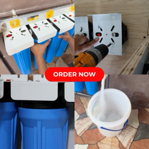 Water Filter 4 Stages 20" Slim Type Refillable Standard Deepwell with Bypass Fittings Complete Set up