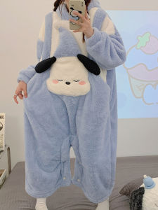 New Arrival One-Piece Pajamas Womens Autumn and Winter Coral Fleece Thickened Fleece-Lined Cartoon Pacha Dog Winter Flannel Homewear