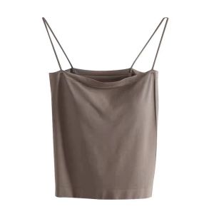 Niceface Tanktop Bra With Cup TankTop Basic Wanita Square Spaghetti Crop Top