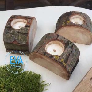 Rustic Wood Candle Tray khay Để Nến Gỗ Hình Khúc Gỗ Thiên Nhiên Trang Trí