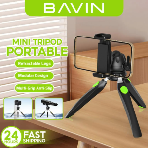 BAVIN P20 Mini Portable Tripod Stand w/ Retractable Buckle Compact & Lightweight for Smartphones Telescope & Camera
