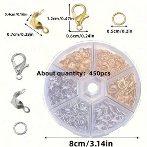 1box/1set 450pcs Jewelry Making Kit With Lobster Clasps Jump Rings & Pliers - Diy Beading Supplies For Crafting Necklaces