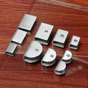 2PCS Ambalan Klip Kaca Stainless & Jepit Kotak Tanpa Bor