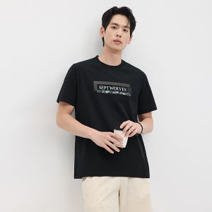 Septwolves round Neck Short Sleeve Mens T-Shirt Antibacterial Quick Dry Business Casual Fashion Urban Style Breathable Cotton Blend