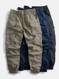 Pants for Working Men Outdoor Multi-Pocket Abrasion Resistant Hiking Loose Work Pants Ankle Banded Pants Autumn Work Pants