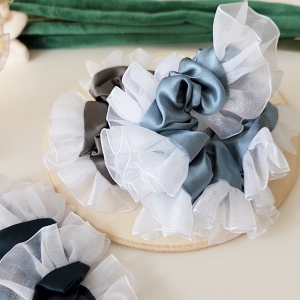 Natural Mulberry Silk Scrunchies with Lace For Hair Care Gift Ideas Hair Accessories