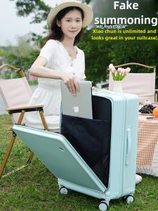 Womens High Aesthetic Carry-On Suitcase 20 Inch Multi-Functional 24 Inch Pull Rod Spinner Wheel Silent Fashion Trend Hard Shell
