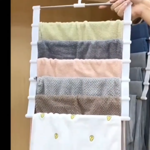 Multi-Functional Stainless Steel Folding Pants Rack Multi-Layer Storage Hanging Pants Holder Cloud Ladder Hanging Pants Clamp