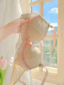 ชุดชั้นในสไตล์ฝรั่งเศสสำหรับเด็กผู้หญิง บราไร้สาย เซ็กซี่ ทรงเกาะอก ไนลอน ลายดอกไม้ ฤดูร้อน 2023 ใหม่