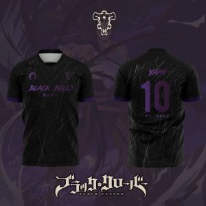 Bandai | 2026 Bandai Black Clover Anime YAMI SUKEHIRO NO.10 3D Print Football Jersey for Mens Tshirt Summer Sports Casual Tees Kids Y2k