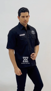 Raden Skygo Workshirt Kemeja Kerja Engineer Lengan Pendek Hitam