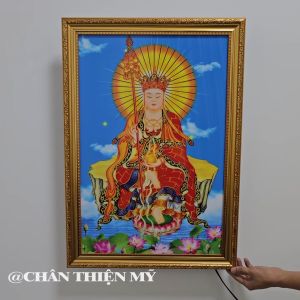 Tranh Địa Tạng Vương Bồ Tát Có Đèn Trang Trí Bàn Thờ Treo Tường Phòng Thờ DĐTVN-15