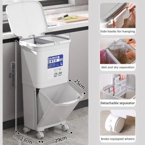 No Bend Kitchen Trash Bin Mobile High-Grade Home Use