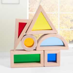Montessori Wooden Large-piece Acrylic Rainbow Building Blocks
