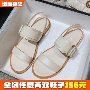 Summer Universal Flat Roman Sandals Womens New 2025 Student Versatile Soft Bottom Large Size Shoes 41 to 43 Trendy Fashionable