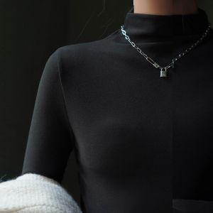 เสื้อเชิ้ตคอสูงผู้หญิง แขนยาว ทรงเข้ารูป ทรงปกติ โพลีเอสเตอร์ สีสันสดใส ลำลอง เสื้อเชิ้ตคอปกครึ่งตัว