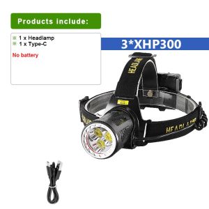 Đèn Pha LED 3 * XHP70 Mạnh Mẽ Nhất Với Cảm Biến Hồng Ngoại Có Thể Sạc Lại Bằng USB Chế Độ Ánh Sáng Cao-trung Bình-thấp Đèn Pha Chống Nước Để Câu Cá Săn Bắn